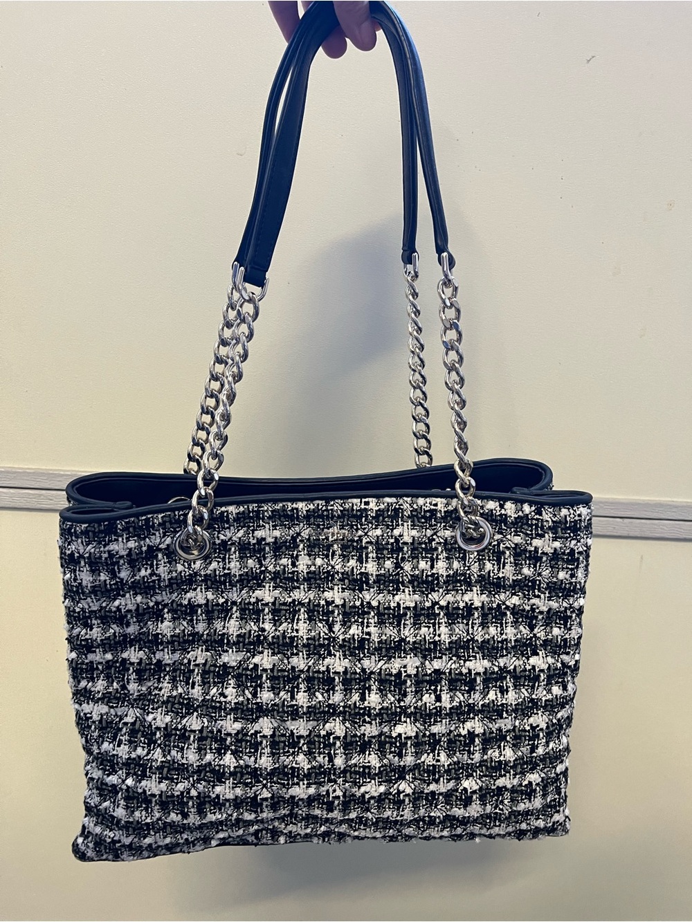 Kate spade Black & White Tweed Chain-Handle Tote Bag